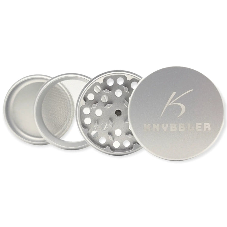 Knybbler's Keramik Grinder | 4-teilig | Nano Keramik beschichtete | Ø 63 mm | (silber) Knybbler